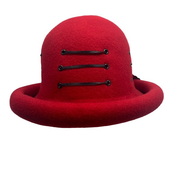 Red Wool Laced Bowler main image 6